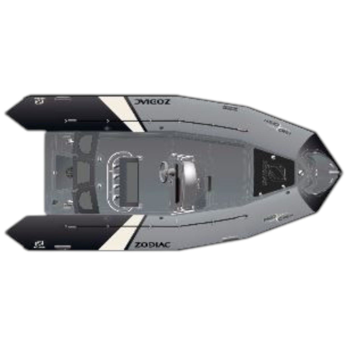 Tube voor Zodiac Pro Open 550 in grijs Hypalon Neopreen materiaal met zwarte achterpanelen