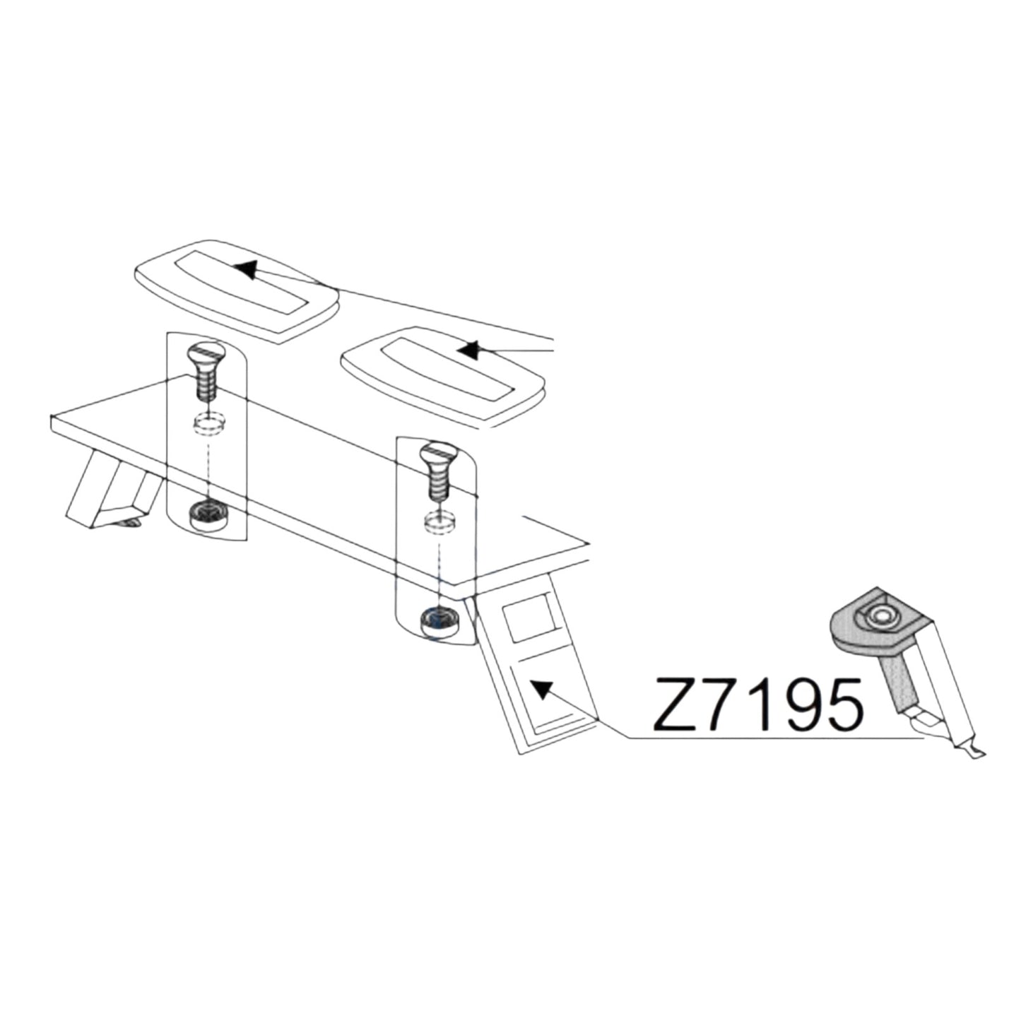 zodiac-bank-kit-z60213-zitplank-op-rails-aluminium-tekening