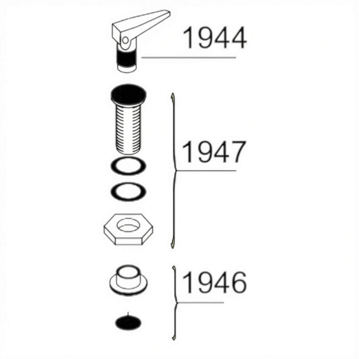 Zodiac Online Shop Z1946 technisch overzicht van het membraan en knikmechanisme voor de zelflozer van Zodiac RIB boten