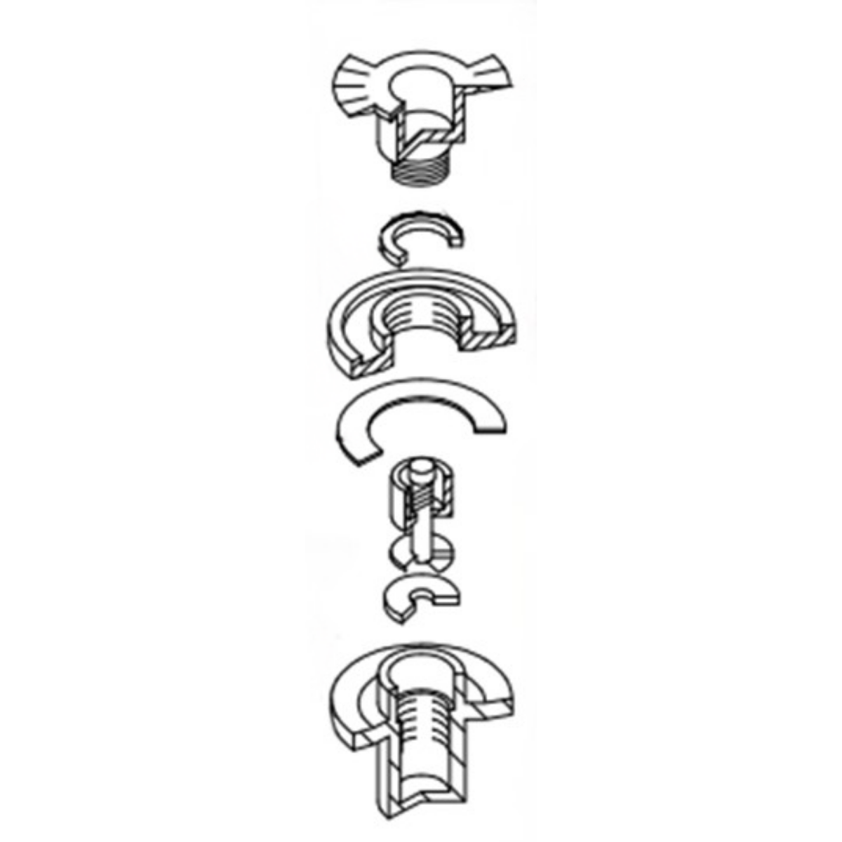 Ventieloverzicht van de oude Zodiac ventielen - half verzonken