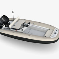 Zodiac Yachtline 4.0 luxe RIB tender met console en buitenboordmotor op witte achtergrond
